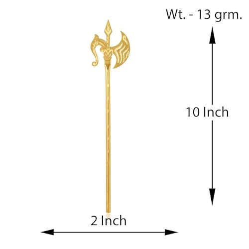 Memoir Brass Gold Plated Carved Miniature Parshuram Farsa Durga Kaali Weapon Stick Hindu Pooja Item Temple Accessory for Home Decor (HDSC5245) - Image 3
