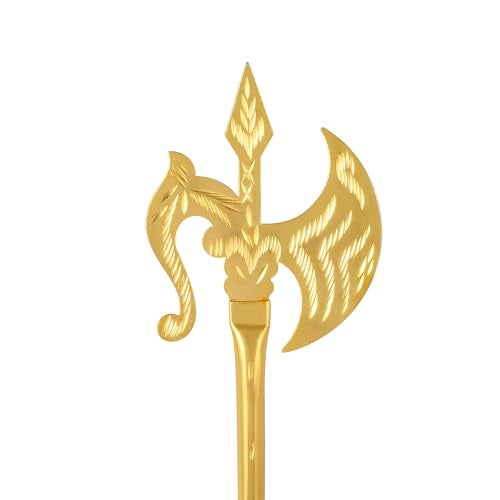 Memoir Brass Gold Plated Carved Miniature Parshuram Farsa Durga Kaali Weapon Stick Hindu Pooja Item Temple Accessory for Home Decor (HDSC5245) - Image 2