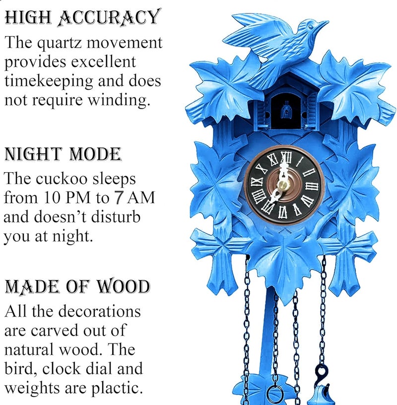 POBKING Quartz Cuckoo Clocks for Wall,Germany Style Traditional Black Forest Handcrafted Wooden Coo Coo Clocks,Coo Coo Clocks for Wall with Pendulum and Night Mode,Gifts for Family - Image 2