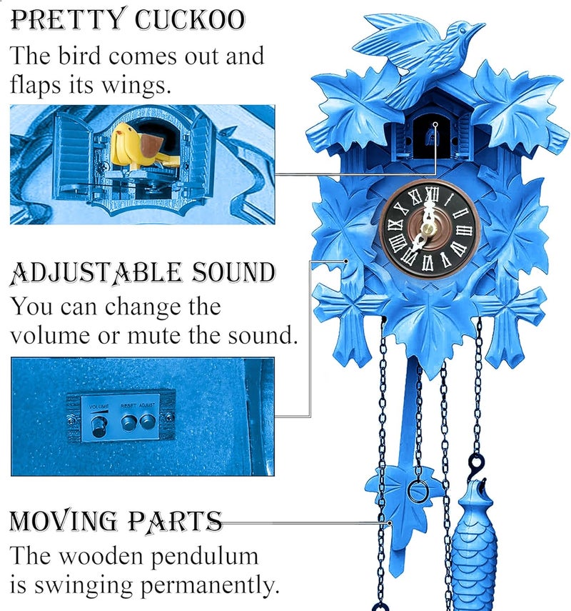 POBKING Quartz Cuckoo Clocks for Wall,Germany Style Traditional Black Forest Handcrafted Wooden Coo Coo Clocks,Coo Coo Clocks for Wall with Pendulum and Night Mode,Gifts for Family - Image 1