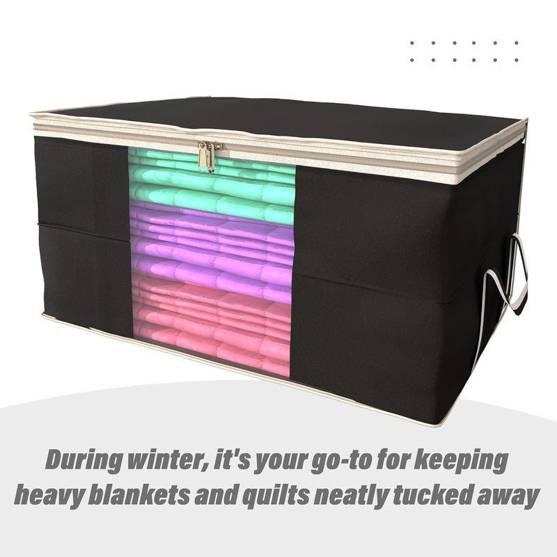 Kuber Industries Rectangular Leheriya Design Underbed BagStorage OrganiserBlanket CoverExtra Large Size Pack of 3 BlackNonWoven - Image 5