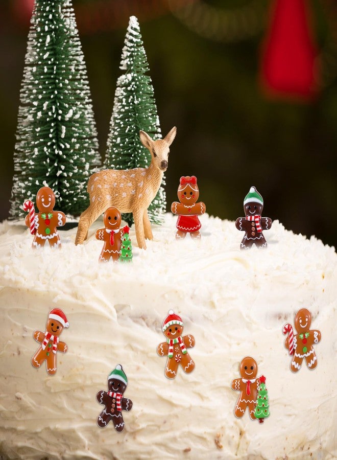 Realspring 60 Pcs Christmas Gingerbread Man Ornament for Crafts Mini Resin Doll Charms Figurines for Xmas DIY Craft Embellishment Hairpin Flatback Embellishment Home Kitchen Party Decor - Image 4
