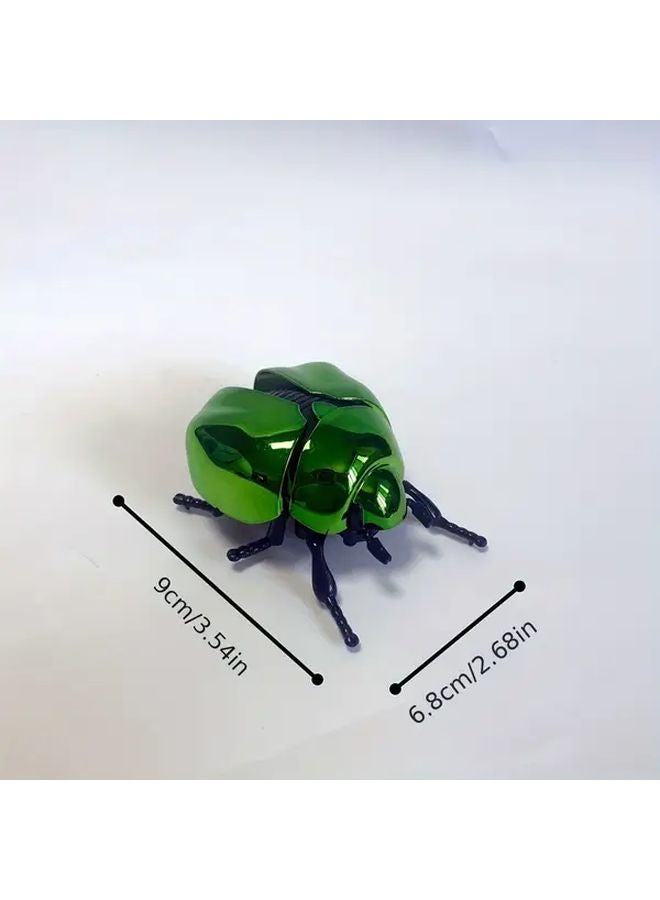 Green Beetle Mechanical Spring Toy Movable Wings Insect Sculpture Home Garden Decor - Image 4