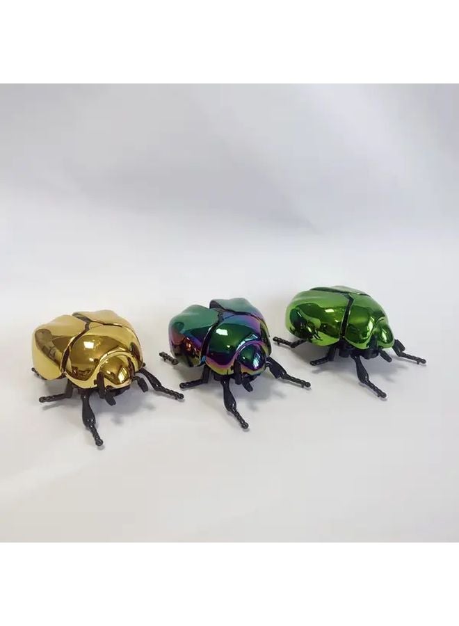 Green Beetle Mechanical Spring Toy Movable Wings Insect Sculpture Home Garden Decor - Image 2