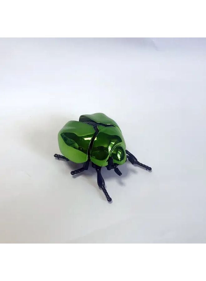 Green Beetle Mechanical Spring Toy Movable Wings Insect Sculpture Home Garden Decor - Image 1