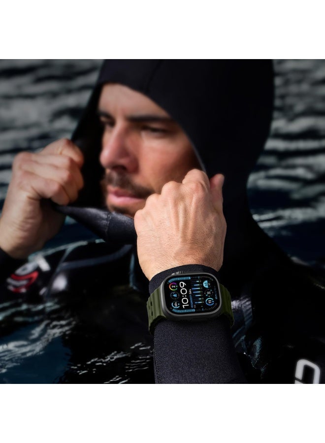 شيك فايب سوار رياضي من السيليكون متوافق مع ساعة Apple Watch Ultra 3/Ultra 2/Ultra 49mm، وS11/S10 46mm، وS9/S8/S7 45mm، وSE3/SE2/SE/S6/S5/S4 44mm، وS3/S2/S1 42mm، مناسب للرجال والنساء - سوار ناعم ومريح من السيليكون جيد التهوية للاستخدامات الخارجية لساعات Apple Watch، سوار رياضي قابل للتعديل وجيد التهوية (أخضر) - Image 5