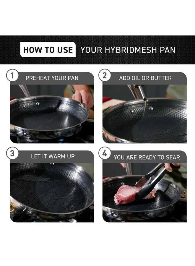 T-fal HybridMesh Tri-Ply Stainless Steel Fry Pan 12 Inch, Induction Oven Safe 500F, Metal Utensil Safe, Platinum Non Stick, Ideal For Searing, Sauteing & Frying, Cookware, Dishwasher Safe Silver/Black - Image 4