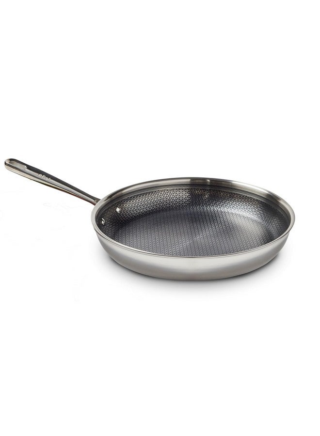 T-fal HybridMesh Tri-Ply Stainless Steel Fry Pan 12 Inch, Induction Oven Safe 500F, Metal Utensil Safe, Platinum Non Stick, Ideal For Searing, Sauteing & Frying, Cookware, Dishwasher Safe Silver/Black - Image 1
