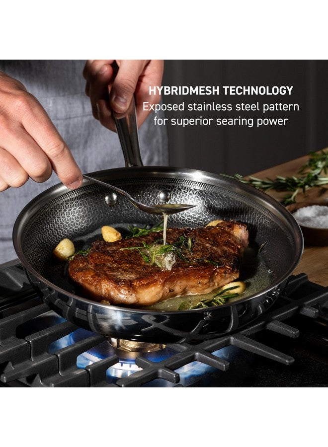 T-fal HybridMesh Tri-Ply Stainless Steel Fry Pan 12 Inch, Induction Oven Safe 500F, Metal Utensil Safe, Platinum Non Stick, Ideal For Searing, Sauteing & Frying, Cookware, Dishwasher Safe Silver/Black - Image 2