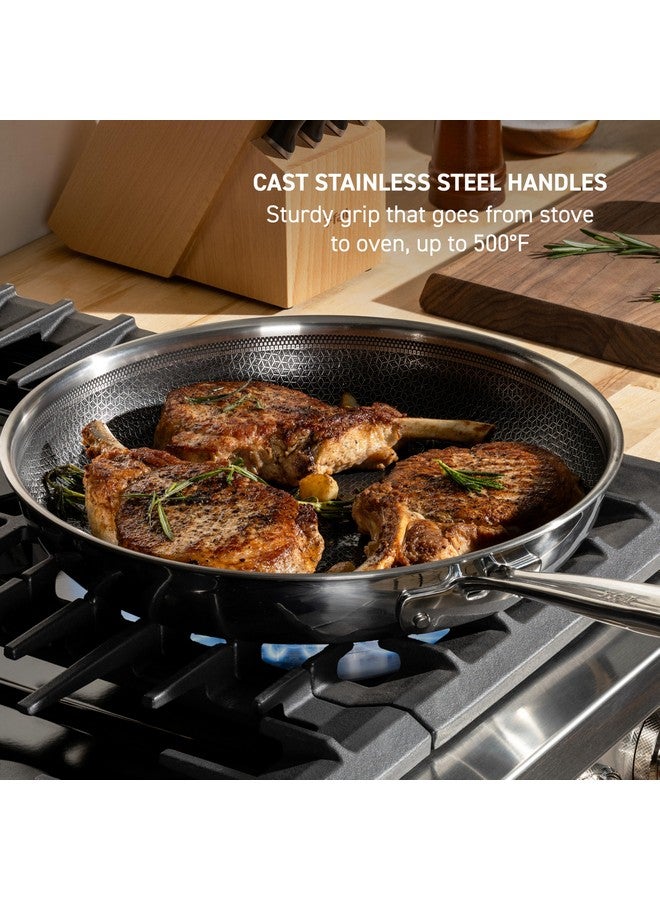 T-fal HybridMesh Tri-Ply Stainless Steel Fry Pan 12 Inch, Induction Oven Safe 500F, Metal Utensil Safe, Platinum Non Stick, Ideal For Searing, Sauteing & Frying, Cookware, Dishwasher Safe Silver/Black - Image 5