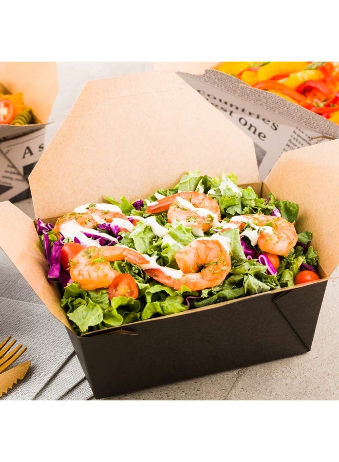 Restaurantware Bio Tek 45 Ounce Take Out Boxes, 200 To Go Lunch Boxes - Tab-Lock Closure, Heat-Tolerant, Black Paper Disposable Lunch Boxes, Greaseproof, For Hot And Cold Foods - Image 3