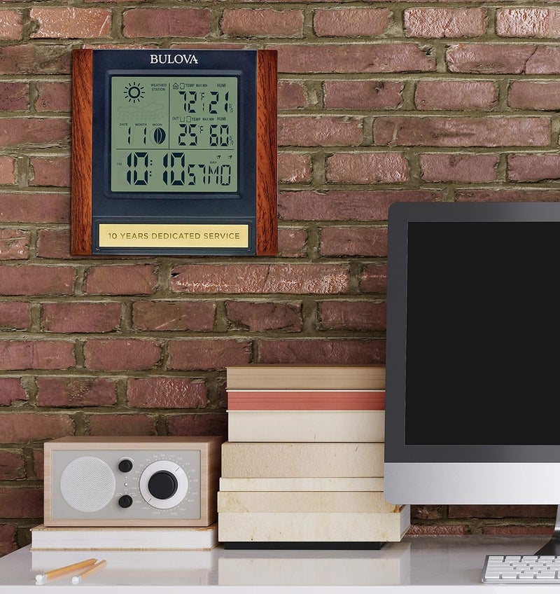 Bulova Forecaster Versatile Tabletop Clock, Brown & Black, B1708 - Image 5