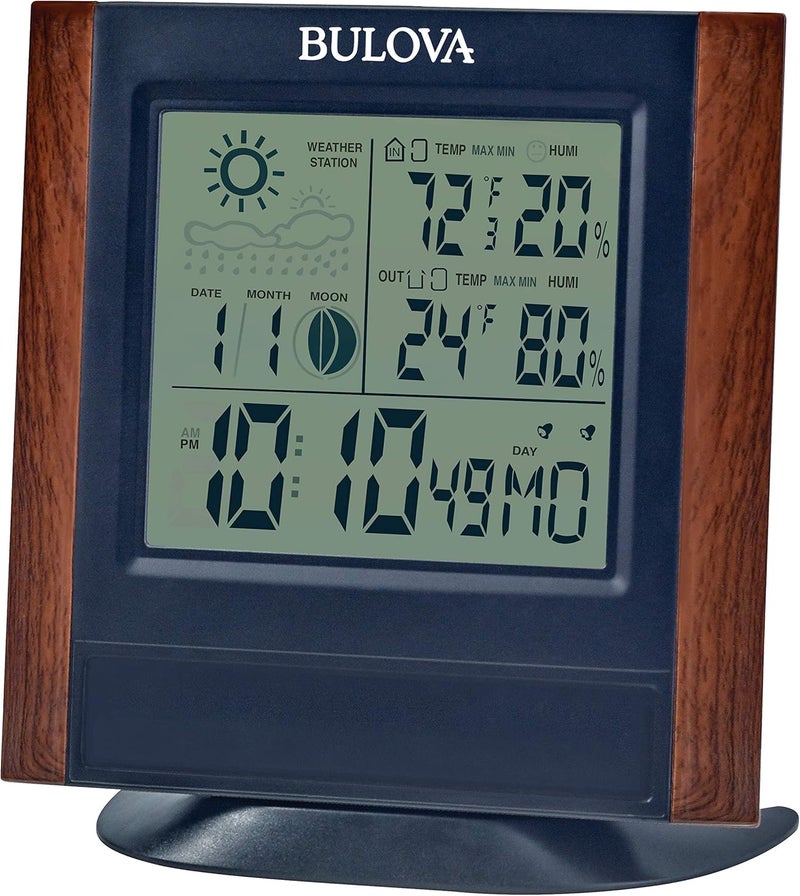 Bulova Forecaster Versatile Tabletop Clock, Brown & Black, B1708 - Image 3