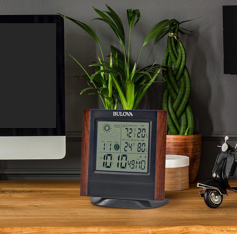 Bulova Forecaster Versatile Tabletop Clock, Brown & Black, B1708 - Image 4