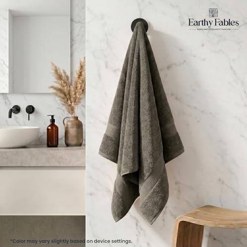 Earthy Fables Premium Bath Towel - 100% Combed Cotton, 600 GSM, Ultra Soft, Quick Dry and Highly Absorbent for Home, Travel and Acne-Prone Skin, 150 x 70 cm, Grey - Image 2