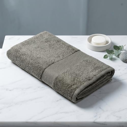 Earthy Fables Premium Bath Towel - 100% Combed Cotton, 600 GSM, Ultra Soft, Quick Dry and Highly Absorbent for Home, Travel and Acne-Prone Skin, 150 x 70 cm, Grey - Image 1
