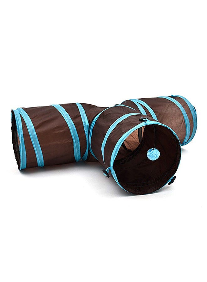 OUTAD T Shape Folding Nylon 3 Way Tunnel Toy Brown/Blue - Image 2