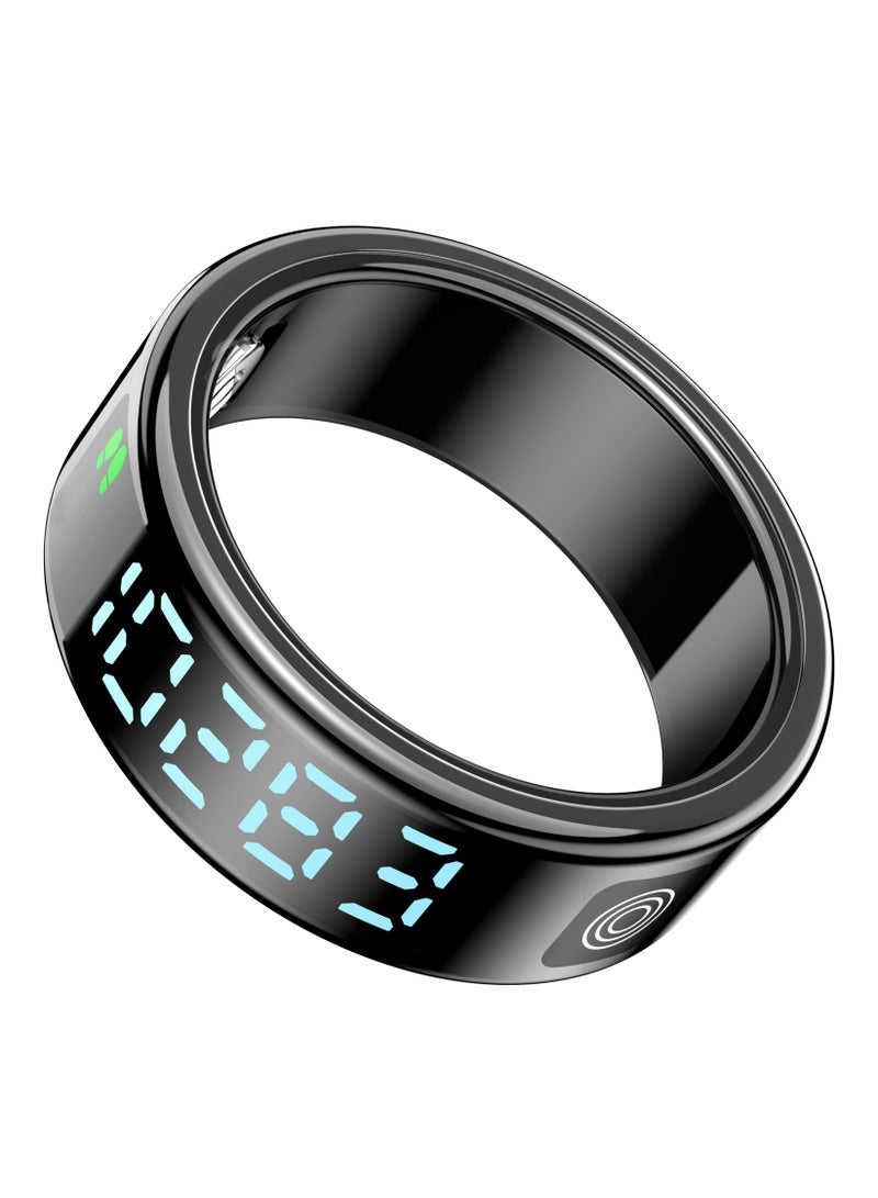 porodo FitSync Smart Ring with Digital Display and Touch Scroll Function / Number 7 Ring Size (17.3mm Diameter) / IP68 Water Resistant / Health Monitoring - Black  - Image 1