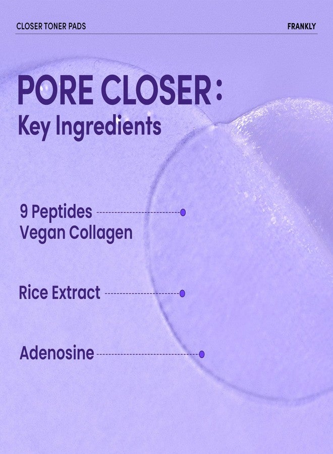 FRANKLY Pore Closer Toner Pads l Rice Jelly Pads with 9 Peptides, Vegan Collagen, Rice Extract l Pore Minimizer l Hydrating for All Skin Types l Korean Skin Care - Image 3