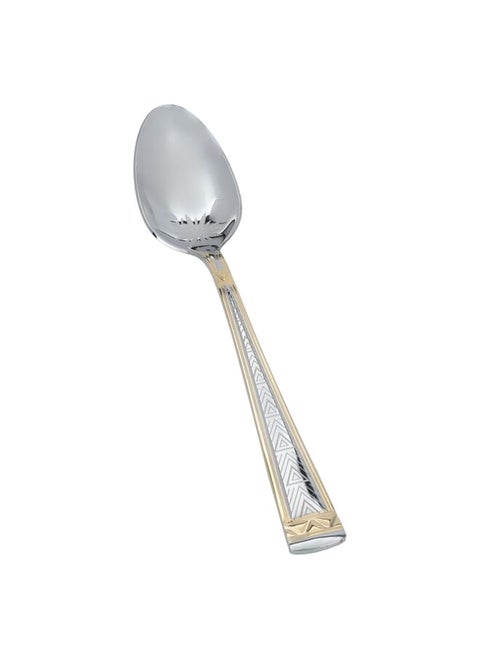 Silver Eating Spoon Set Triangle Pattern with Gold 6 Pieces
