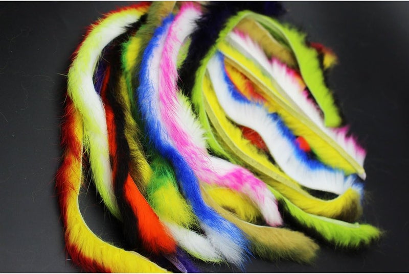 Tigofly 10 Colors Double Color Rabbit Zonker Strips 5/32" 4mm Width Steelhead Bass Streamers Fly Tying Materials - Image 1