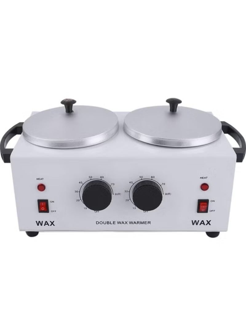 Wax Warmer جهاز تسخين الشمع، آلة إزالة الشعر بالشمع، جهاز تسخين الشمع للاستخدام المنزلي للنساء والرجال، وعاء تسخين الشمع الكهربائي الاحترافي لصالونات التجميل للوجه والجسم الكامل ومنطقة البيكيني وتحت الإبط (وعاء مزدوج) - Image 1