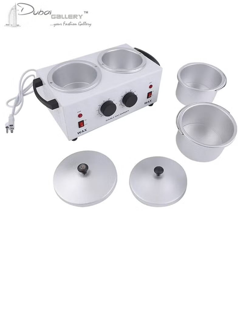 Wax Warmer جهاز تسخين الشمع، آلة إزالة الشعر بالشمع، جهاز تسخين الشمع للاستخدام المنزلي للنساء والرجال، وعاء تسخين الشمع الكهربائي الاحترافي لصالونات التجميل للوجه والجسم الكامل ومنطقة البيكيني وتحت الإبط (وعاء مزدوج) - Image 3