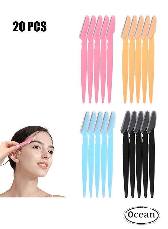 JS Pack Of 20 Multi-purpose Face and Eyebrow Hair Removal Safety Razor, Portable Facial Hair Remover, Body Hair Trimmer, Safety Hair Fuzz Removal, Multicolor - Image 1