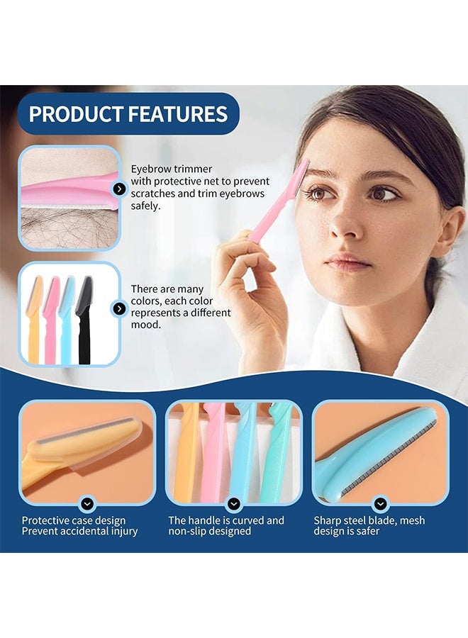 JS Pack Of 20 Multi-purpose Face and Eyebrow Hair Removal Safety Razor, Portable Facial Hair Remover, Body Hair Trimmer, Safety Hair Fuzz Removal, Multicolor - Image 4