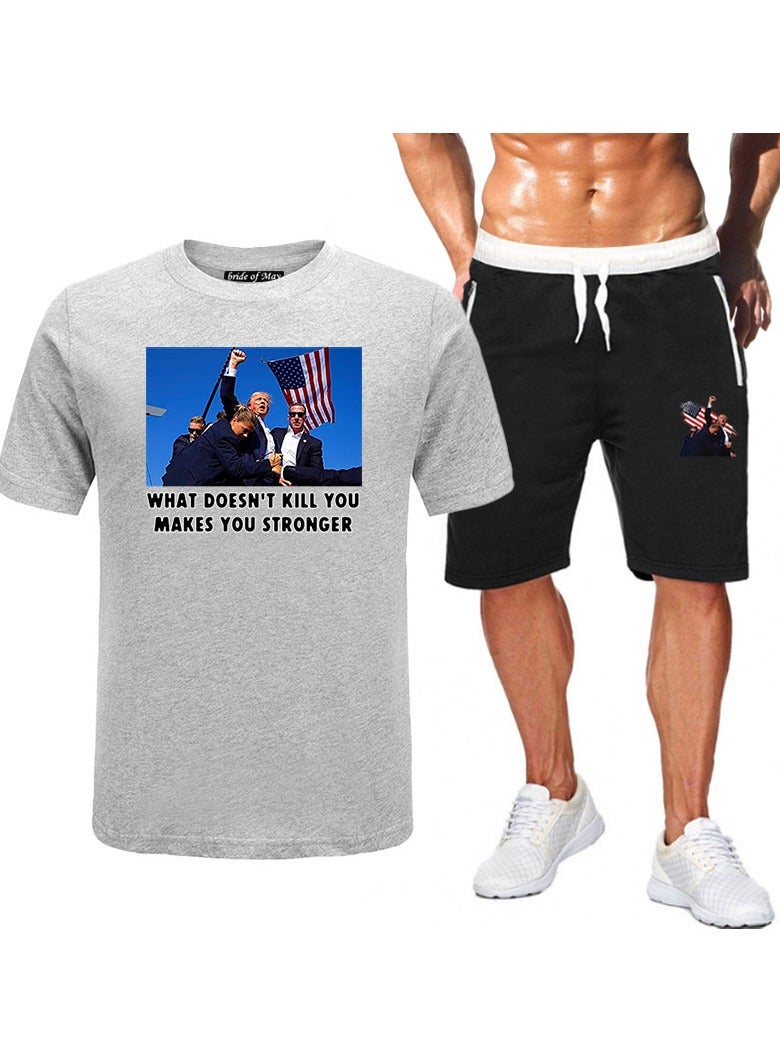 KUYING New Trump Print Short Sleeved Shorts Set - Image 1