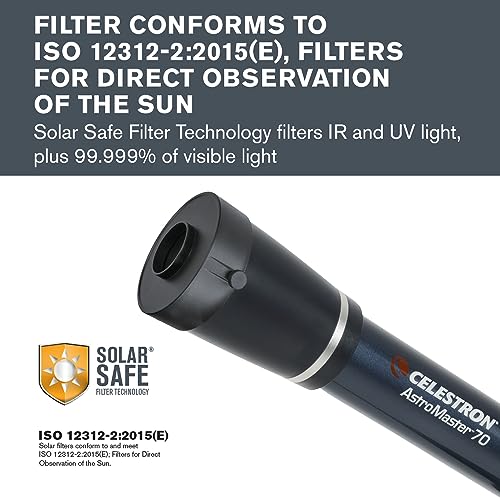 Celestron EclipSmart Safe Solar Eclipse Telescope Filter Meets ISO 1231222015E Standards Works with Existing 70mm AZ EQ Telescopes Observe Solar Eclipses and Sunspots Safe Snug Fit - Image 3