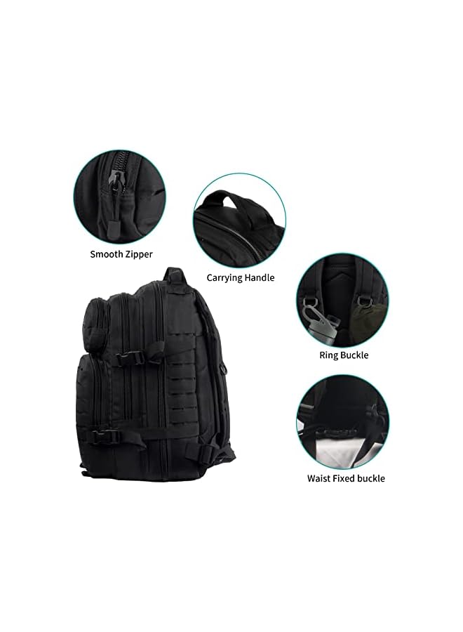 PROMASS Tactical Backpack 25L Hiking Bag 1-2 Days Sport Molle Expandable Rucksack Trekking Backpacks Unisex For Men Women Travel Running Cycling Fishing Camping Skiing - Image 2