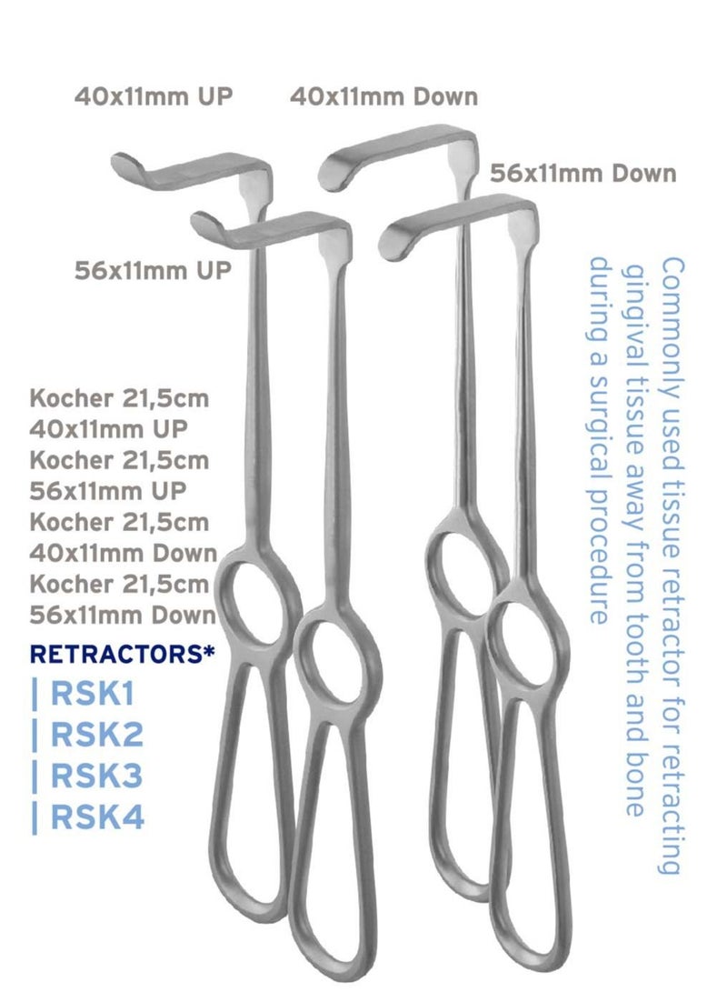 Crosstex Dental Instruments Retractor Kocher 21,5cm Set of 4