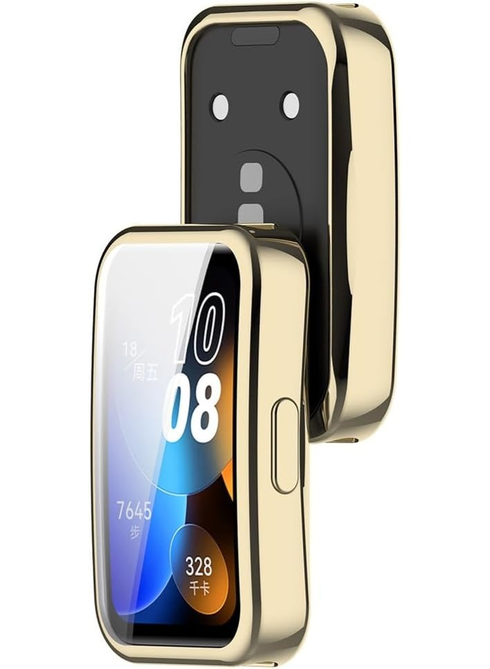 جراب حماية 360 درجة لساعة هواوي باند 10-9-8 مع واقي شاشة ناعم من مادة لينة للساعة  واقي سيليكون محيطي (ذهبى ) - Image 3