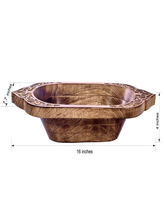 Divit Shilp Natural Wooden Trays, Serving Bowl for Salad, Veggies and Fruits, Large Deep for Family, Party (Vikign Bowl) - Image 2