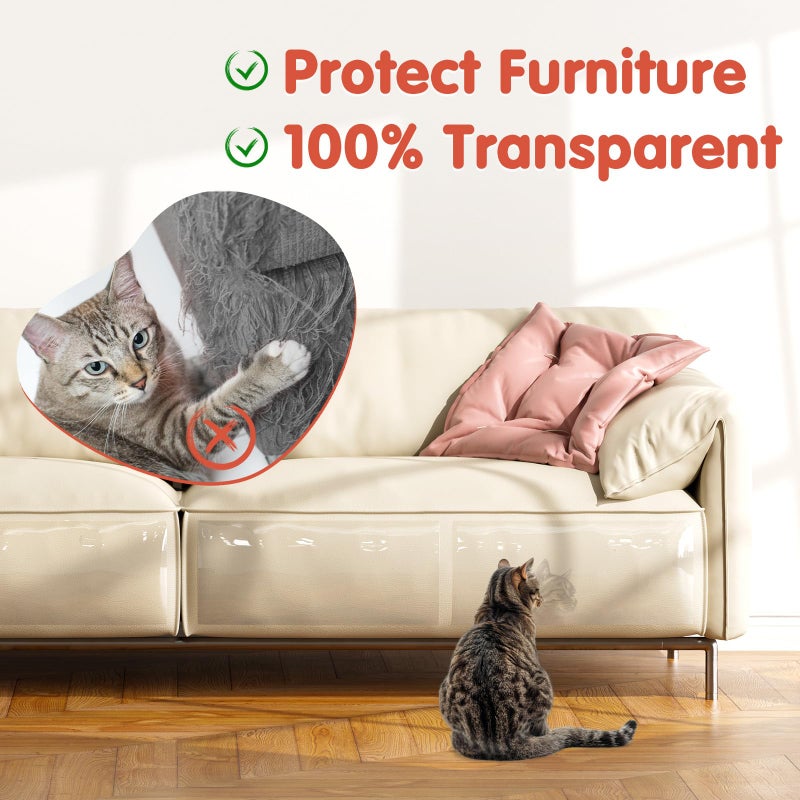 Secopad 12 PCS Large Cat Scratch Furniture Protector, Transparent Couch Protector from Cat Claws, Single-Sided Self Adhesive Anti Pet Deterrent Sofa Cover, 17IN - Image 5
