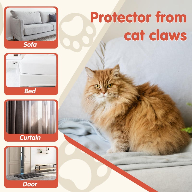 Secopad 12 PCS Large Cat Scratch Furniture Protector, Transparent Couch Protector from Cat Claws, Single-Sided Self Adhesive Anti Pet Deterrent Sofa Cover, 17IN - Image 4