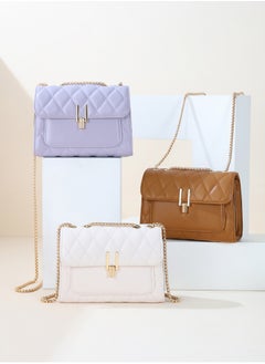 PIERRE LOUES Women's Cross-Body Bags Purple Chain Bag Handbags for Women,Lightweight Crossbody Designer Shoulder Bag Purse,Ladies Fashion Phone Bag，Adjustable Strap PU Leather with Multi Zipper Pockets  - Image 4