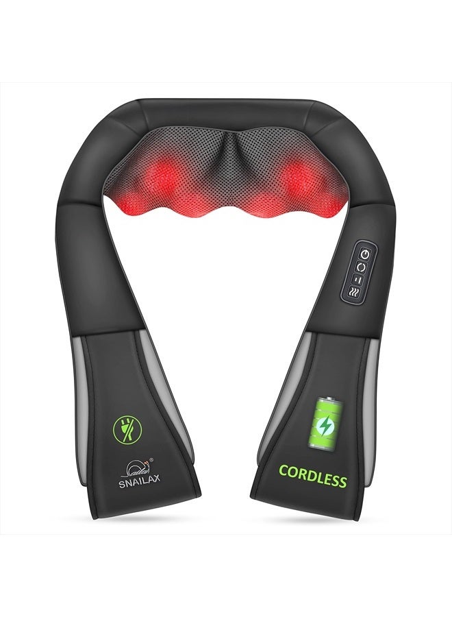 Snailax Cordless Massager - Shiatsu Neck and Shoulder Massager with Heat, Portable, Lumbar, Foot Electric Massage Pillow, Christmas Gift  - Image 1