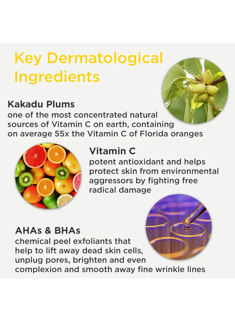 DERMAdoctor Kakadu C Vitamin C Peel Pads with Ferulic Acid & Vitamin E for Fine Lines, Uneven Skin Tone & Pores