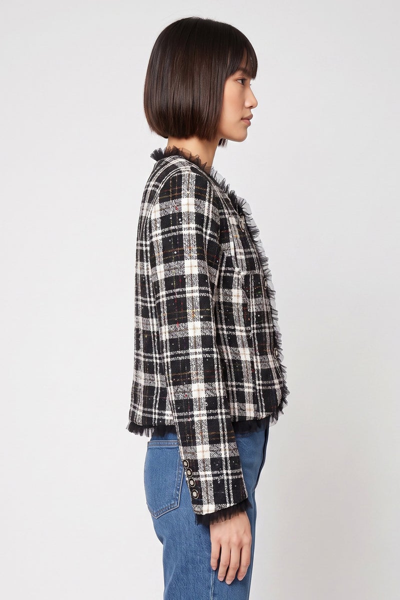 Walter Baker Women Long Sleeve Plaid Cardigan, Multicolor - Image 3