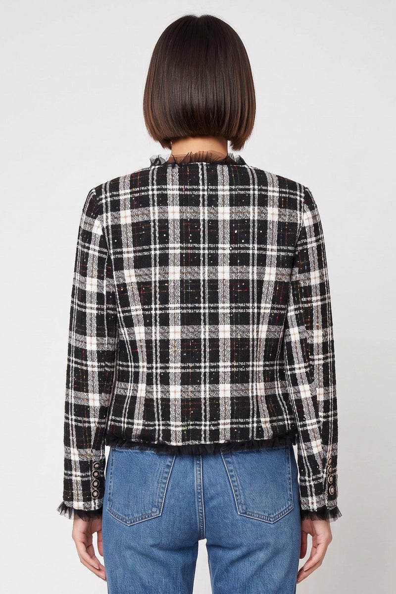 Walter Baker Women Long Sleeve Plaid Cardigan, Multicolor - Image 4