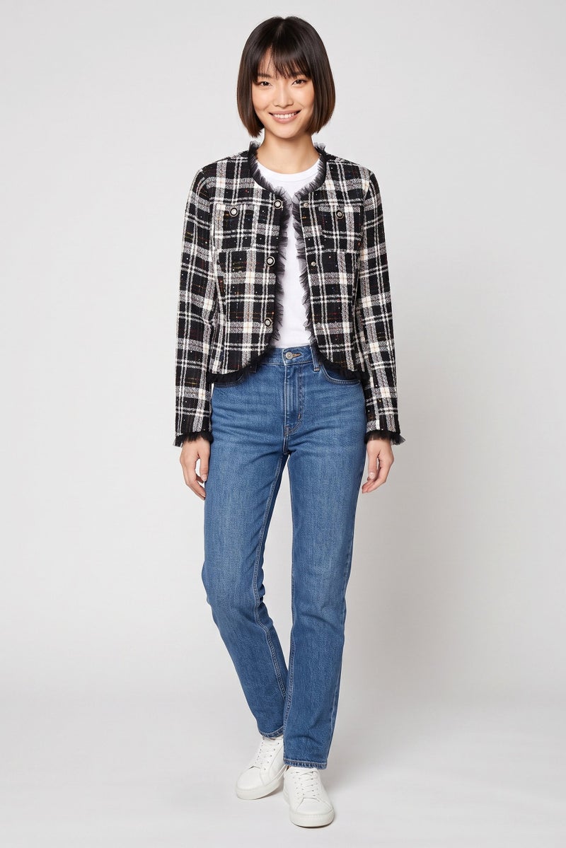 Walter Baker Women Long Sleeve Plaid Cardigan, Multicolor - Image 2