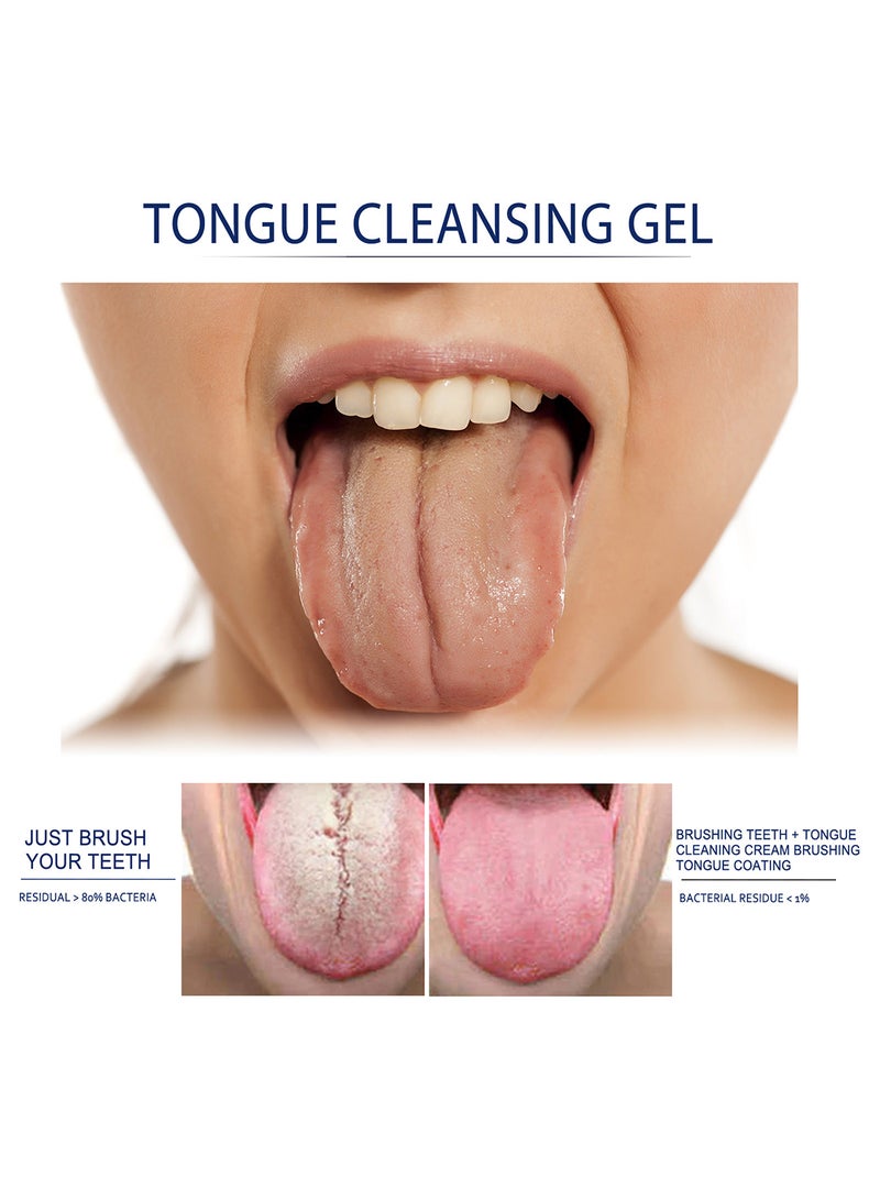 EELHOE Tongue Cleaning Gel Set, Tongue Cleaner Gel with Soft Tongue Brush, Easy to Use Tongue Scraper Precise Cleaning Brush Kit, Keep Fresh Breath 50g - Image 3