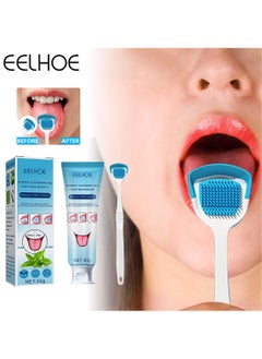 EELHOE Tongue Cleaning Gel Set, Tongue Cleaner Gel with Soft Tongue Brush, Easy to Use Tongue Scraper Precise Cleaning Brush Kit, Keep Fresh Breath 50g  - Image 1