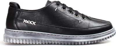 Fast Step Genuine Leather Black Women's Casual Shoes 583za402