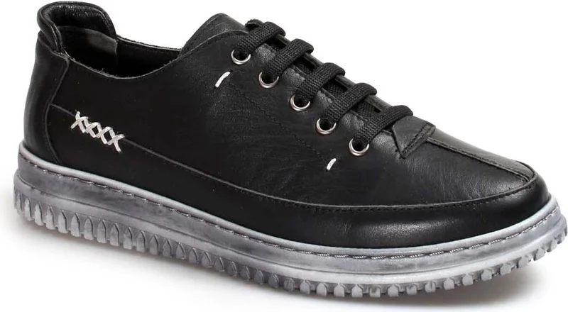 Fast Step Genuine Leather Black Women's Casual Shoes 583za402