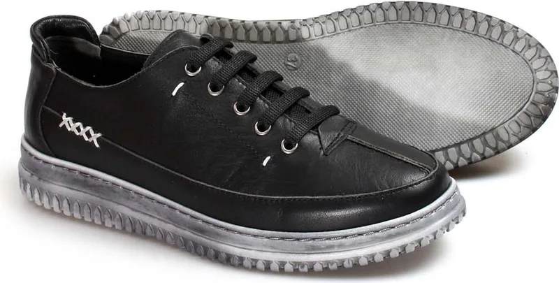 Fast Step Genuine Leather Black Women's Casual Shoes 583za402