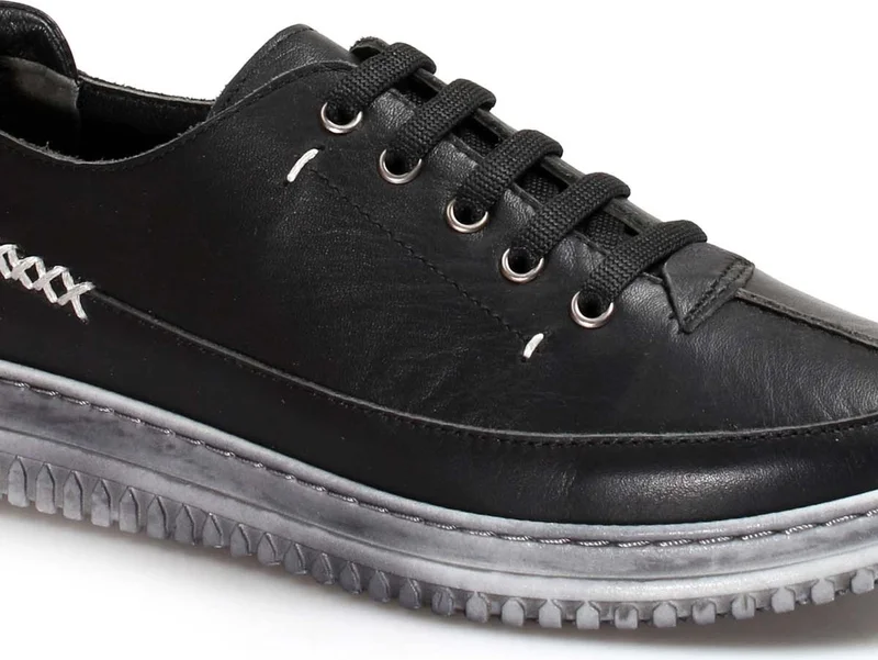 Fast Step Genuine Leather Black Women's Casual Shoes 583za402