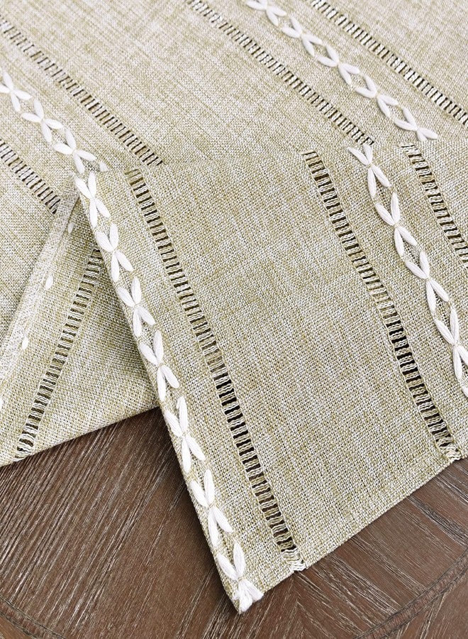 NEWISHER Rustic Farmhouse Embroidered Small Square Tablecloth Jacquard Striped Table Cloth Linen Washable Side Table Cover Kitchen Dining Home Decoration Yellow 36x36 inch - Image 5